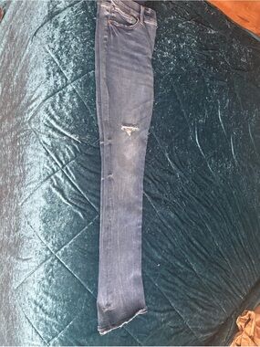 Express Women's Dark Indigo Distressed Skinny Jeans